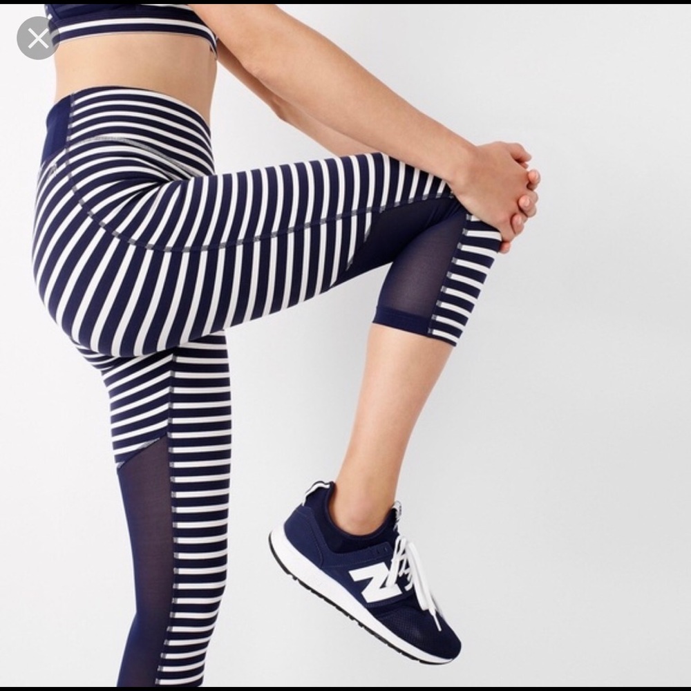 New Balance x J Crew Stripe Mesh Cropped Leggings